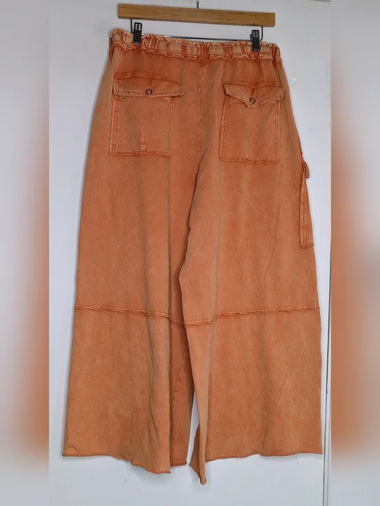 Three Bird Nest • Game On Cargo Wide Leg Pant in Burnt Orange size large - Picture 5 of 7